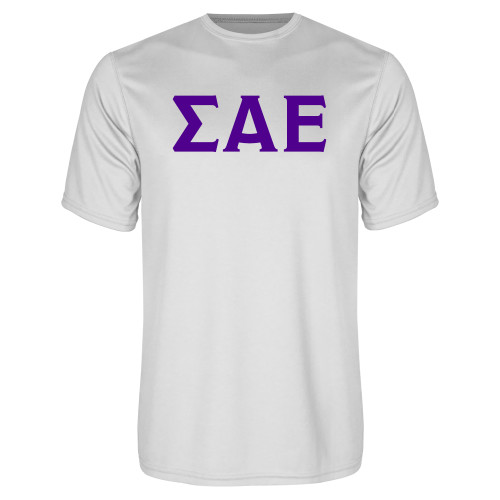 White Performance Tee-Greek Letters