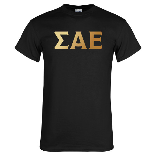 Black T Shirt-Greek Letters