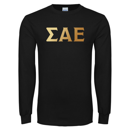 Black Long Sleeve T Shirt-Greek Letters