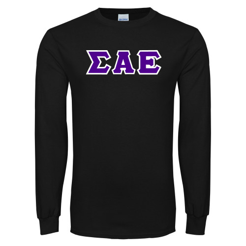 Black Long Sleeve T Shirt-Greek Style Letters