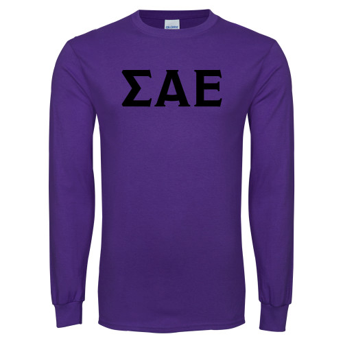 Purple Long Sleeve T Shirt-Greek Letters