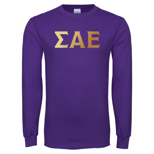 Purple Long Sleeve T Shirt-Greek Letters