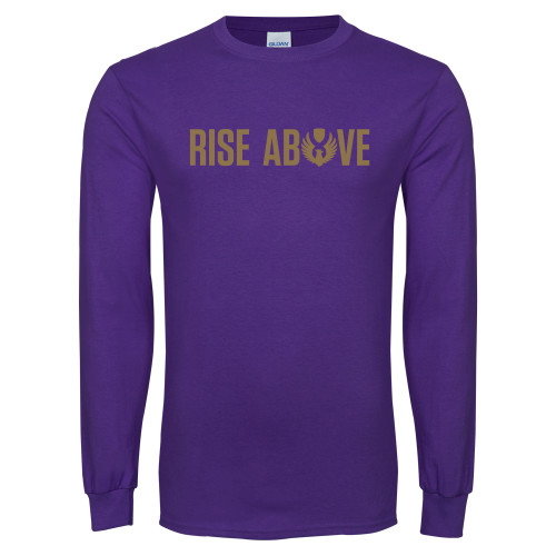 Purple Long Sleeve T Shirt-Rise Above Wordmark
