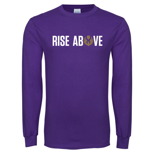 Purple Long Sleeve T Shirt-Rise Above Wordmark