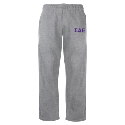 Grey Fleece Open Bottom Pant-Greek Letters