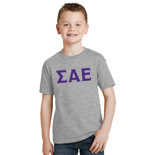 Youth Grey T Shirt-Greek Letters