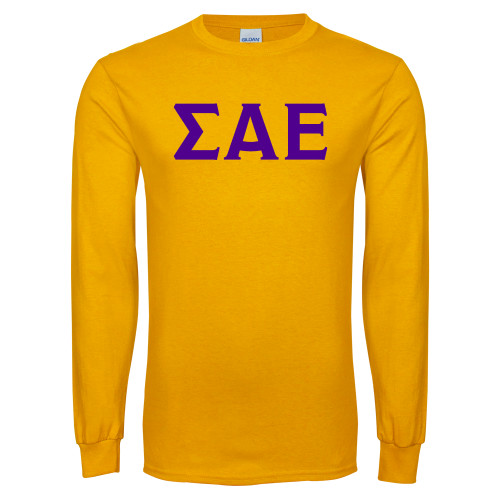 Gold Long Sleeve T Shirt-Greek Letters