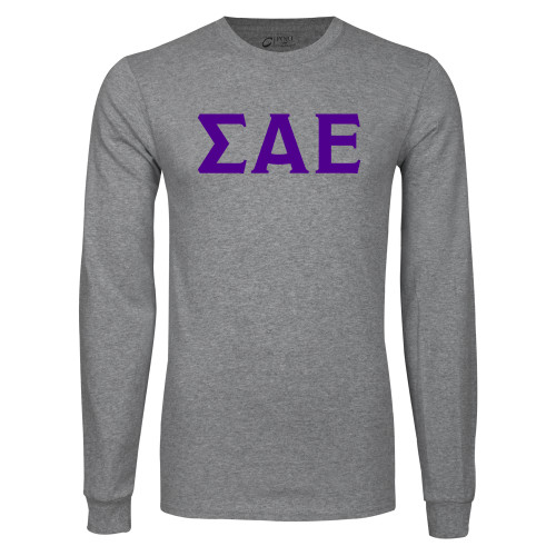 Grey Long Sleeve T Shirt-Greek Letters