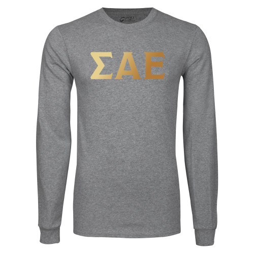 Grey Long Sleeve T Shirt-Greek Letters