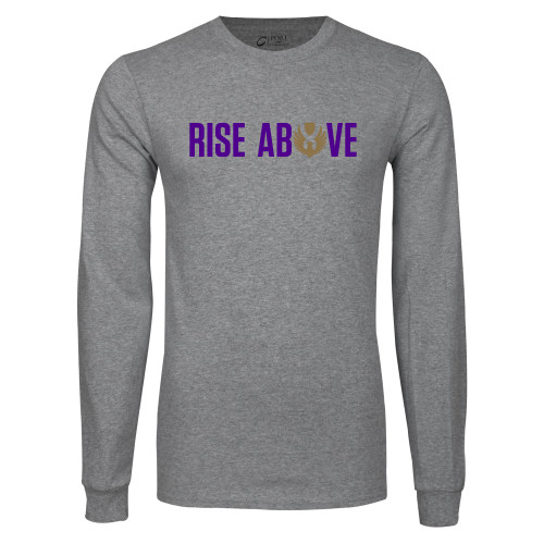 Grey Long Sleeve T Shirt-Rise Above Wordmark