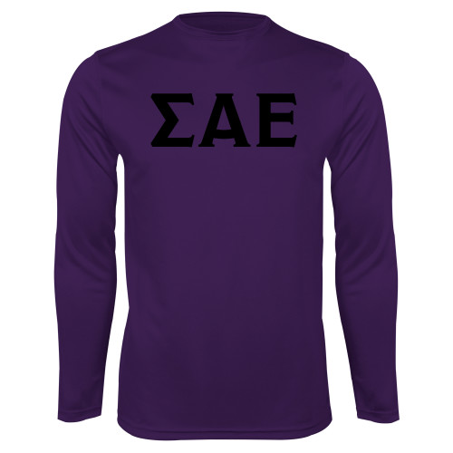 Purple Performance Long Sleeve Shirt-Greek Letters