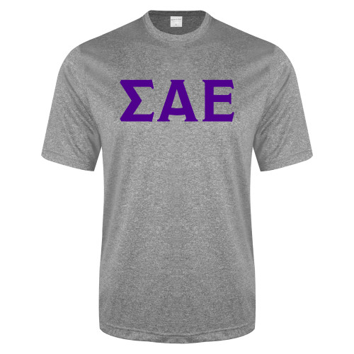 Grey Heather Performance Contender Tee-Greek Letters