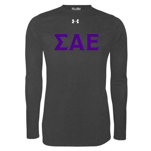 Under Armour Carbon Heather Long Sleeve Tech Tee-Greek Letters