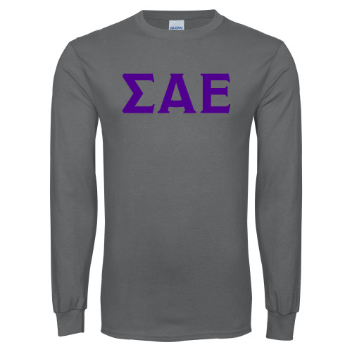 Charcoal Long Sleeve T Shirt-Greek Letters