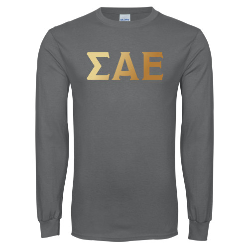 Charcoal Long Sleeve T Shirt-Greek Letters