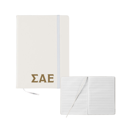 5x7 White Hard Cover Journal-Greek Letters