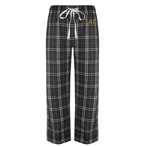 Black/Grey Flannel Pajama Pant-Greek Letters