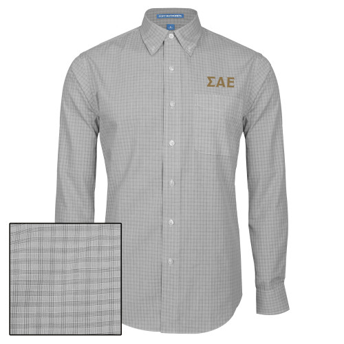 Charcoal Plaid Long Sleeve Button Down-Greek Letters