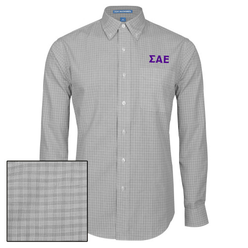 Charcoal Plaid Long Sleeve Button Down-Greek Letters