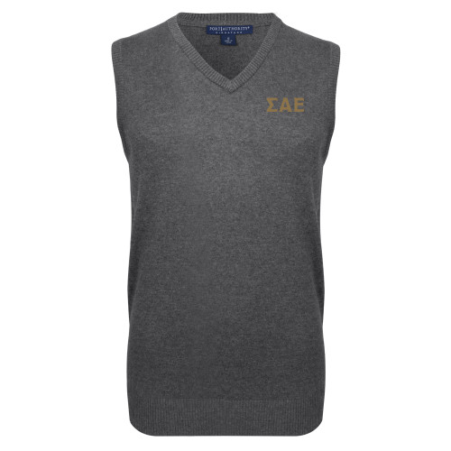 Charcoal VNeck Sweater Vest-Greek Letters