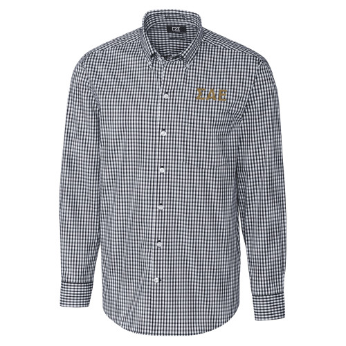 Cutter & Buck Charcoal Gingham Long Sleeve Button Down-Greek Letters