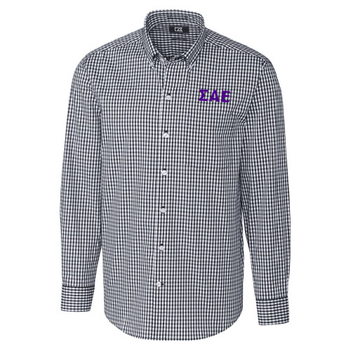 Cutter & Buck Charcoal Gingham Long Sleeve Button Down-Greek Letters