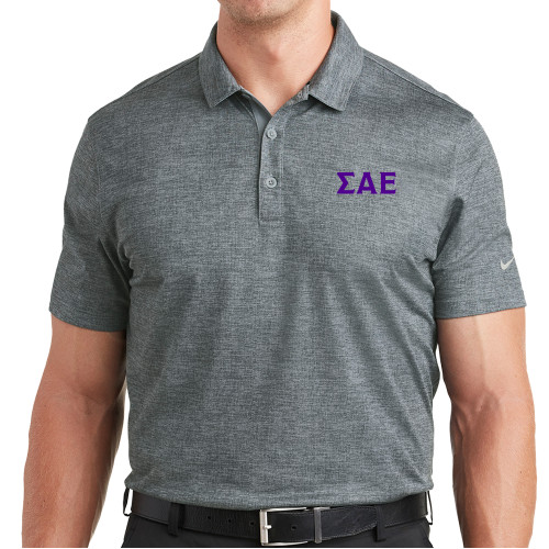 Nike Charcoal Dri Fit Crosshatch Polo-Greek Letters