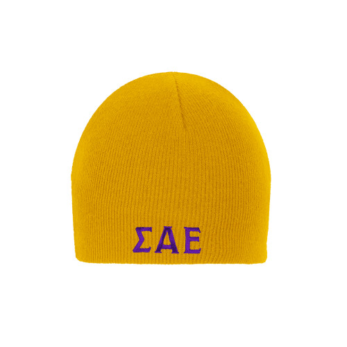 Gold Knit Beanie-Greek Letters