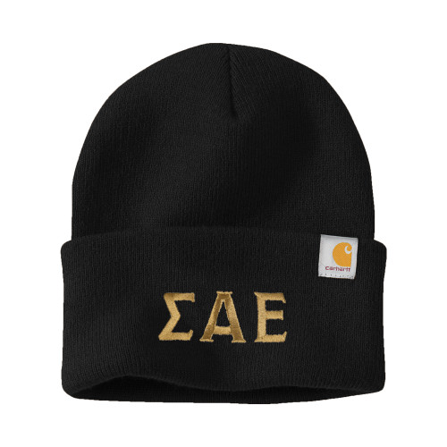 Carhartt Black Knit Beanie w/Cuff-Greek Letters