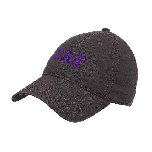 Charcoal Unstructured Adjustable Low Profile Hat-Greek Letters