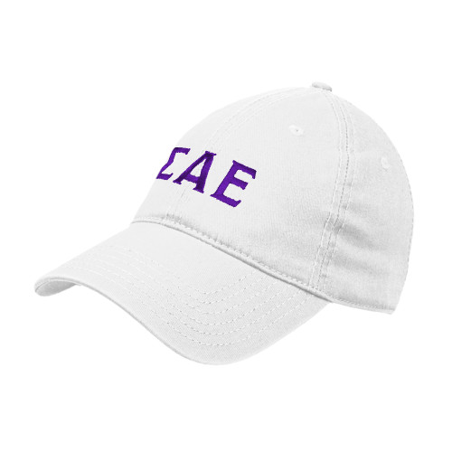 White Unstructured Adjustable Low Profile Hat-Greek Letters