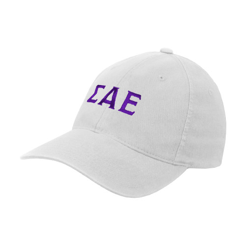 White Flexfit Structured Low Profile Hat-Greek Letters