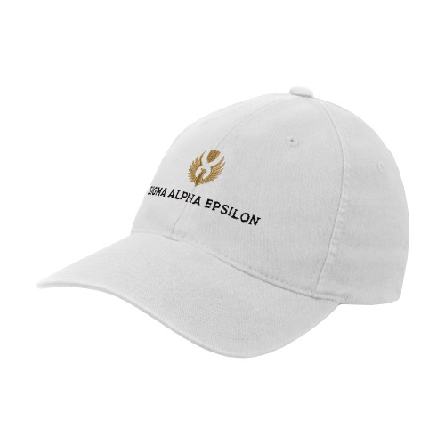White Flexfit Structured Low Profile Hat-Primary Mark