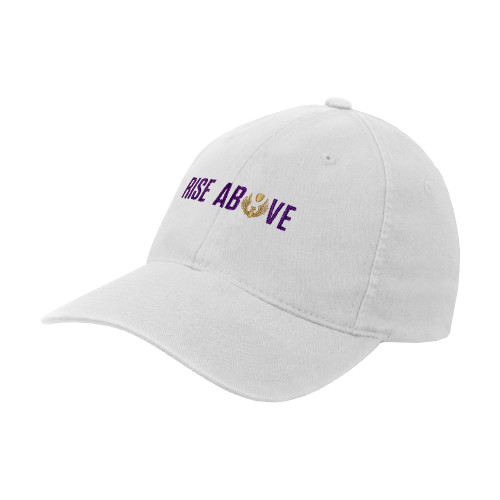 White Flexfit Structured Low Profile Hat-Rise Above Wordmark