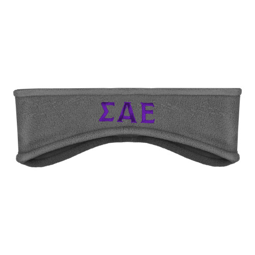 Charcoal Stretch Fleece Headband-Greek Letters