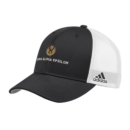Adidas Black Structured Adjustable Mesh Hat-Primary Mark