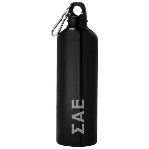 Venture Aluminum Black Bike Bottle 26oz-Greek Letters Engraved