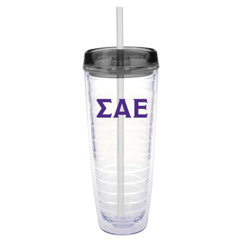Tritan Double Wall Tumbler w/Charcoal Top 26oz-Greek Letters
