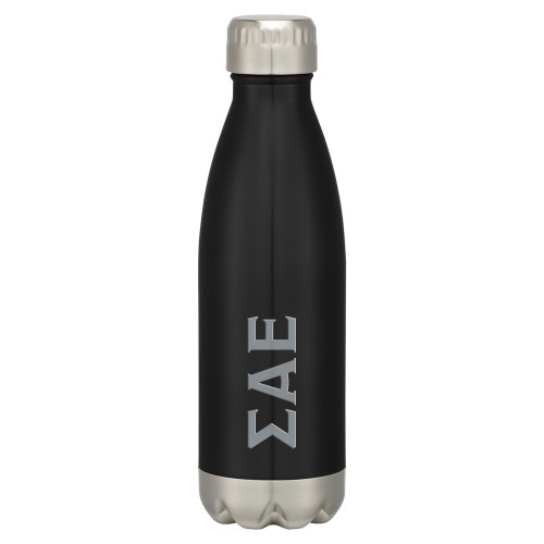 Swig Stainless Steel Black Bottle 16oz-Greek Letters Engraved