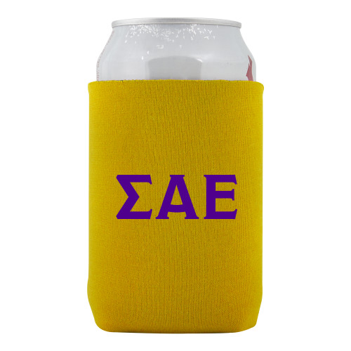 Neoprene Gold Can Holder-Greek Letters