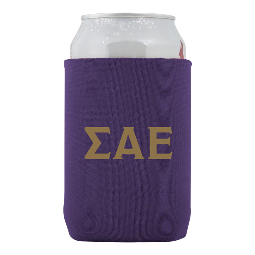 Neoprene Purple Can Holder-Greek Letters