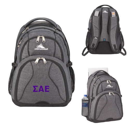 High Sierra Graphite Swerve Computer Backpack-Greek Letters