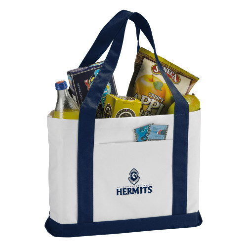  Contender White/Navy Canvas Tote - Primary Mark