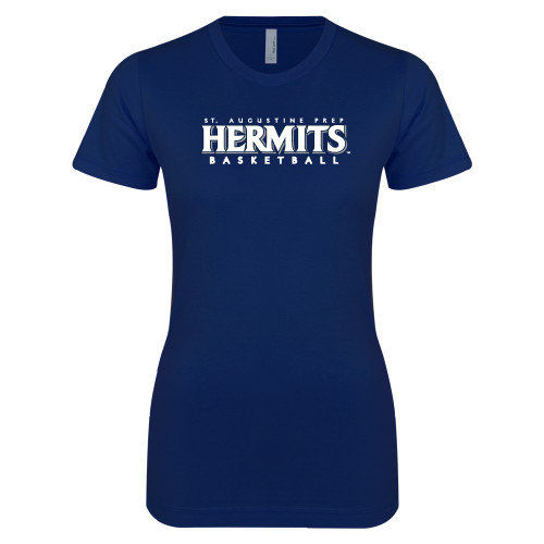  Next Level Womens Navy Boyfriend Tee - Hermits Basketball