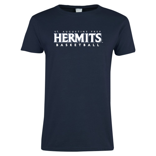  Womens Short Sleeve Navy Tee - Hermits Basketball