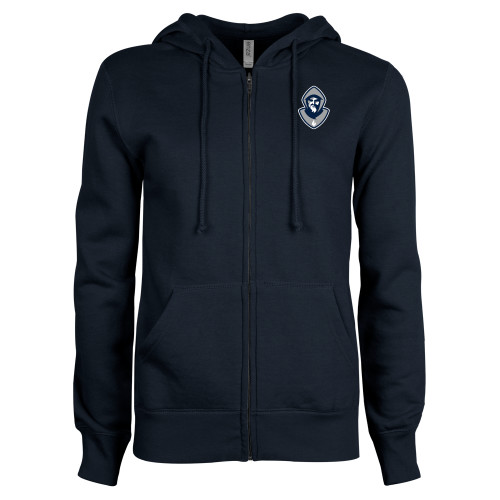  ENZA Womens Navy Fleece Full Zip Hoodie - Hermit Mascot