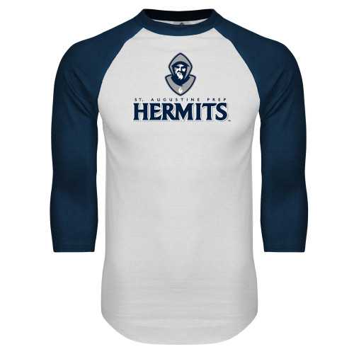 St. Augustine White/Navy Raglan Baseball T Shirt