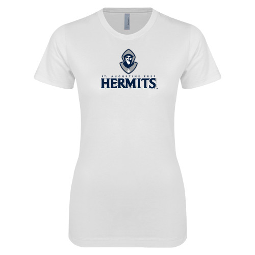  Next Level Womens White Boyfriend Tee - Primary Mark