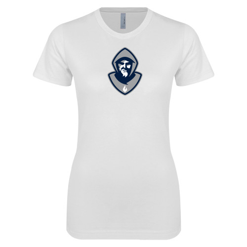  Next Level Womens White Boyfriend Tee - Hermit Mascot