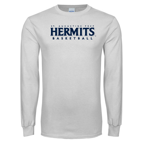  White Long Sleeve T Shirt - Hermits Basketball
